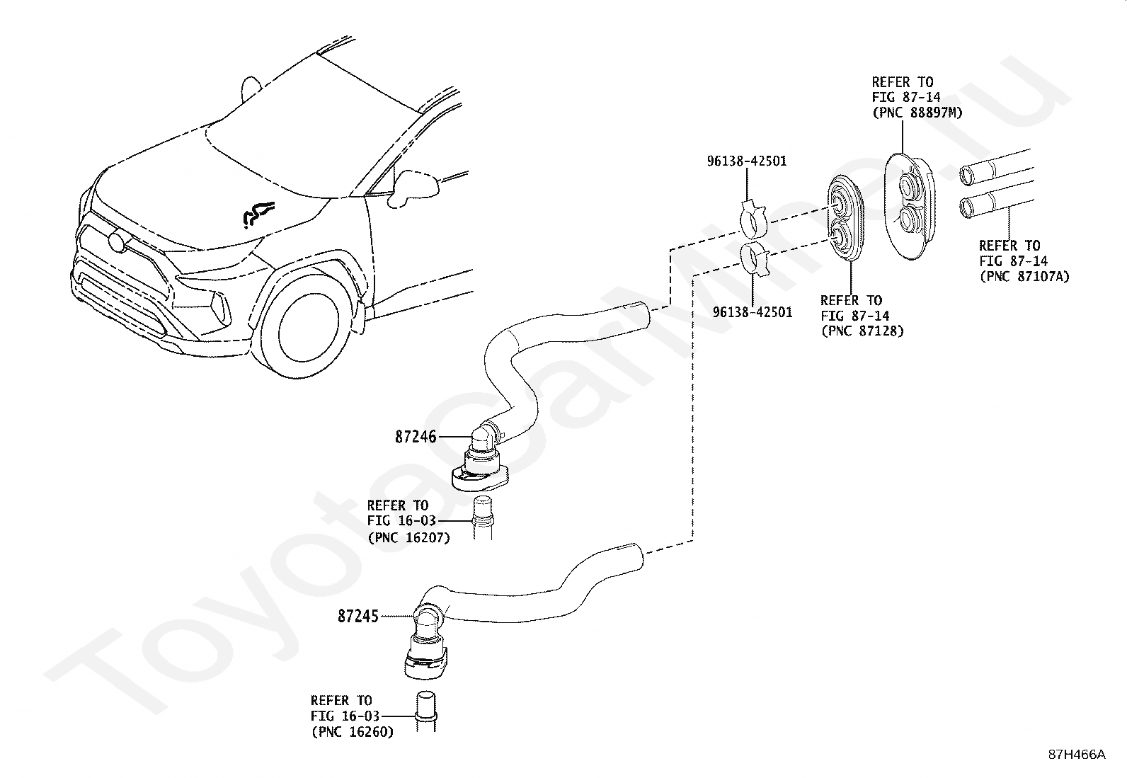 Кондиционер: водяные трубки Тойота для RAV4 (JPP), 2019/01 - 2020/07, 2,5  литра, 16 клапанов, DOHC, AXAA52, автомат, АКПП, 8 скоростей