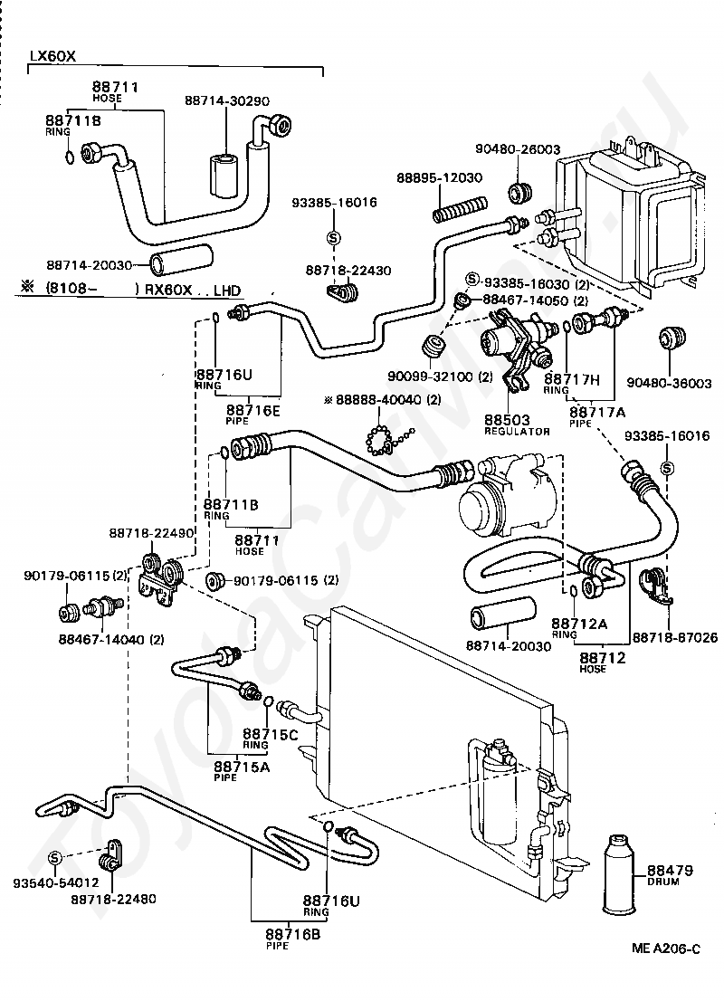 887118. Toyota Sprinter Marino Hose, Cooler Refrigerant discharge, no.1.