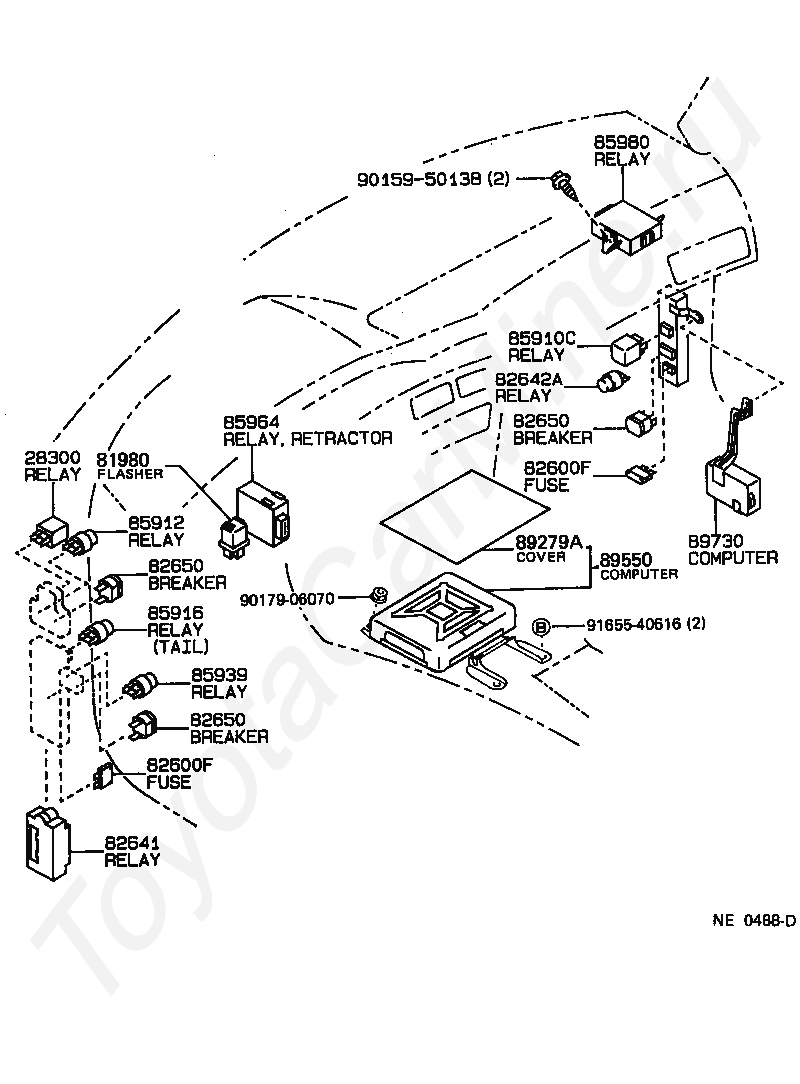 Door control toyota 85980 схема