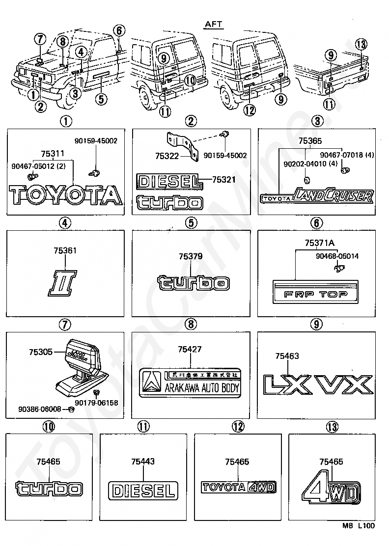 Каталог запчастей тойота ленд. Toyota Land Cruiser 70 наклейки. Значки Тойота дизель.