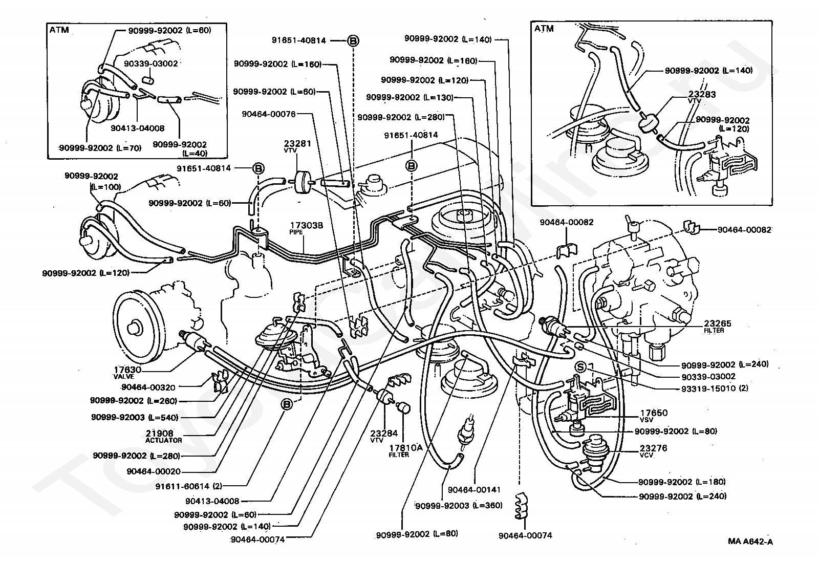 Схема вакуумных трубок 1jz ge