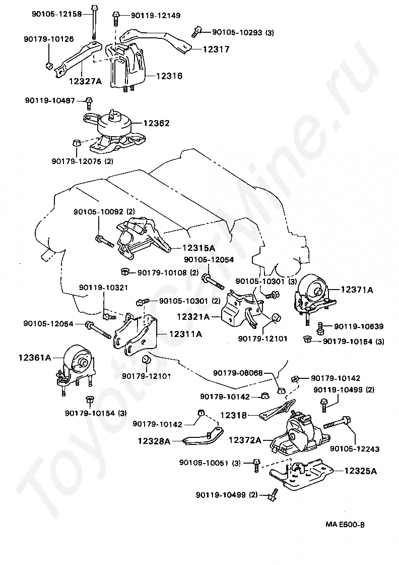 Тойота камри номера запчастей. Подушки двигателя Тойота Камри св 30. Опора ДВС Тойота Камри св 40. Тойота Камри sv40 подушки двигателя схема. Подушки двигателя Виста св40.