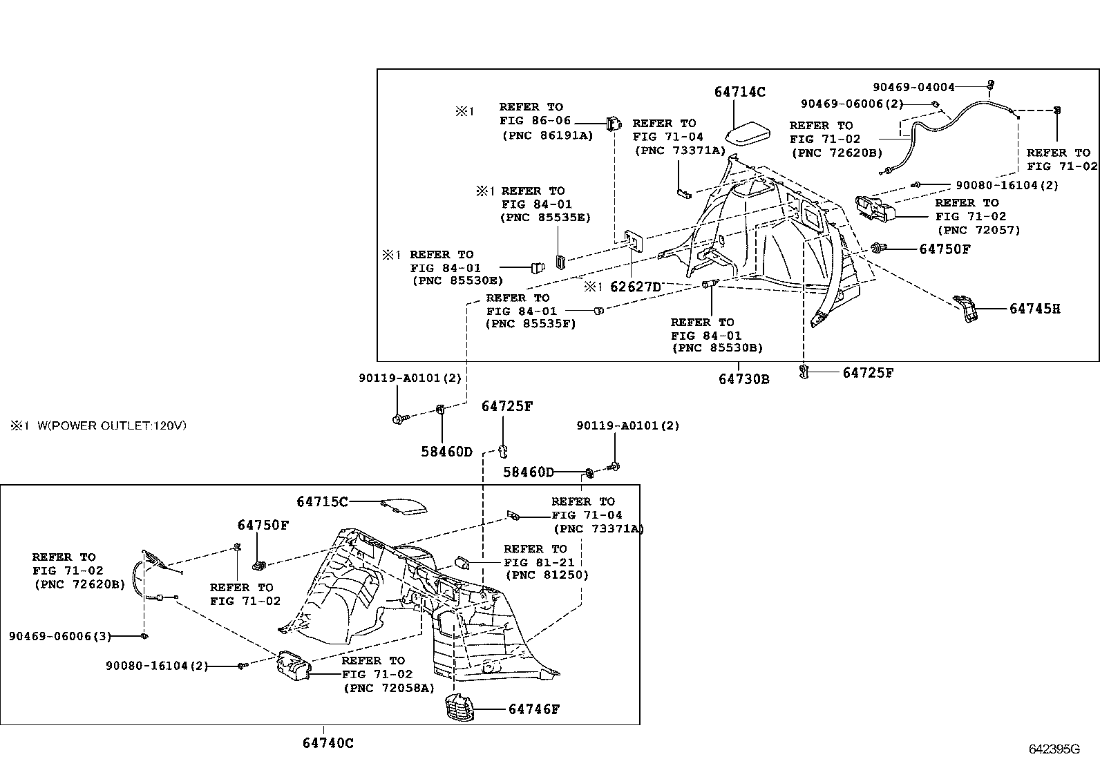 Refer to fig. Toyota64740-48090-c0. 62627-60010-C0. 64725-60010-A0.