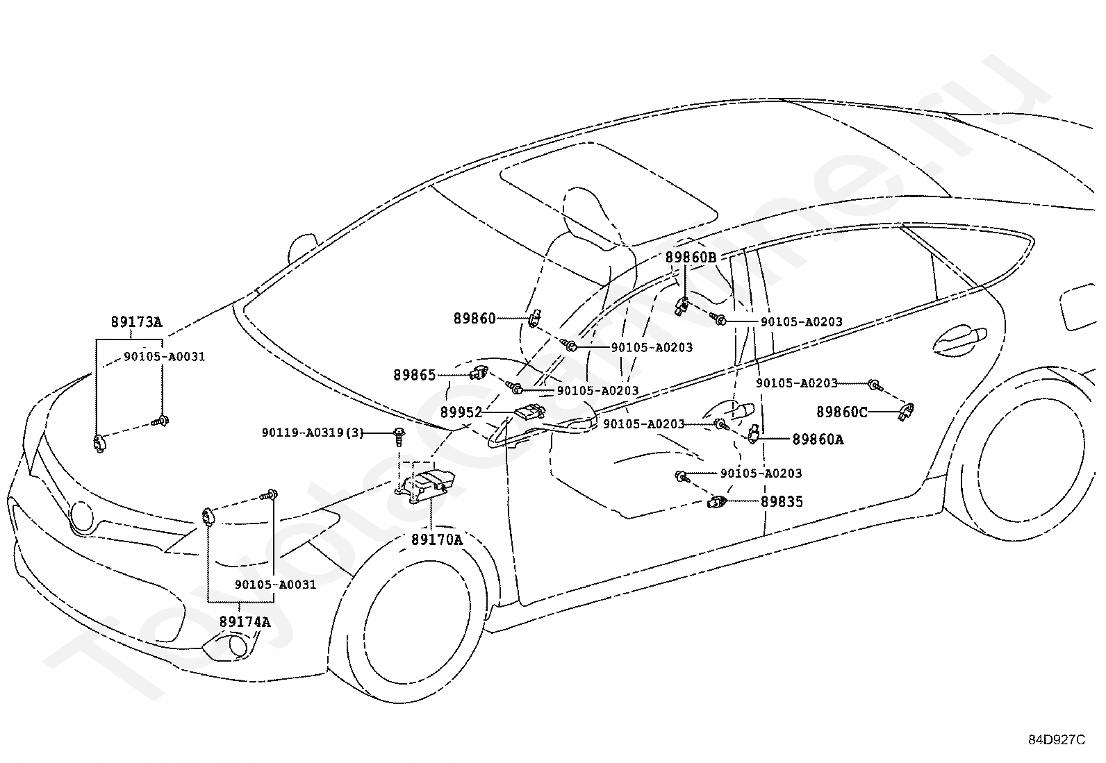 Где находятся подушки безопасности тойота авенсис 2004