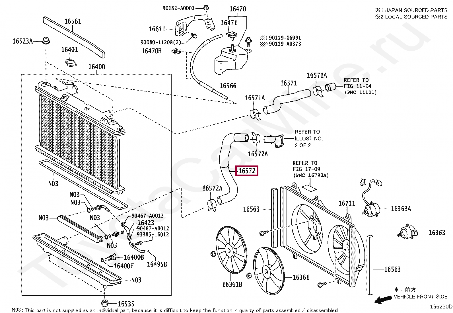 Запчасти Тойота: HOSE, RADIATOR, OUTLET (165720V010)