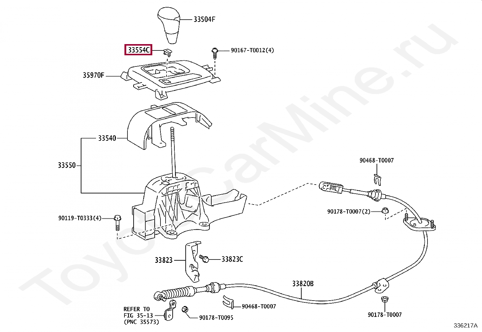 Запчасти Тойота COVER, SHIFT LOCK RELEASE BUTTON (335540K020)