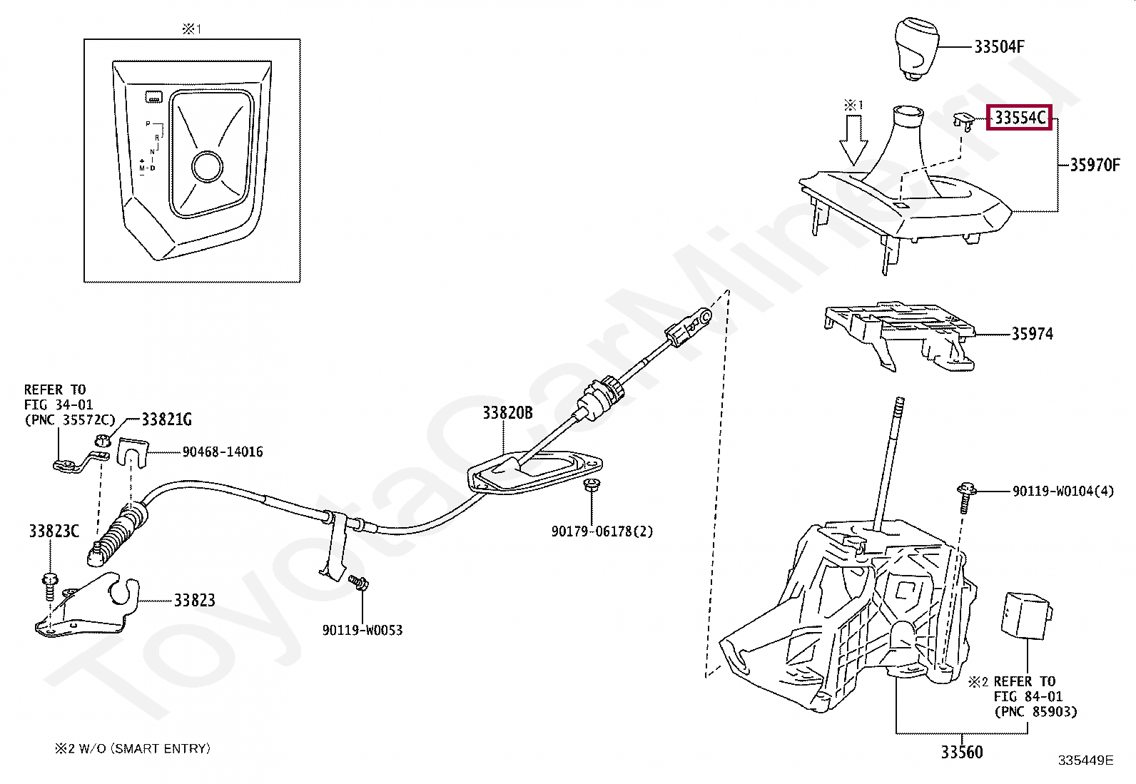 Запчасти Тойота: COVER, SHIFT LOCK RELEASE BUTTON (3355412190)