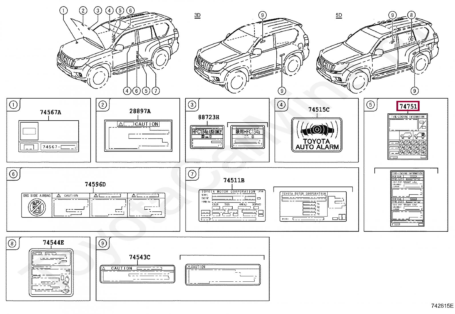 Запчасти Тойота: LABEL, TIRE PRESSURE INFORMATION (4266160730)