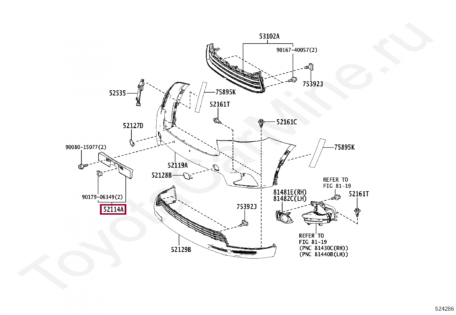 Запчасти Тойота: Площадка гос номера (521140E120)