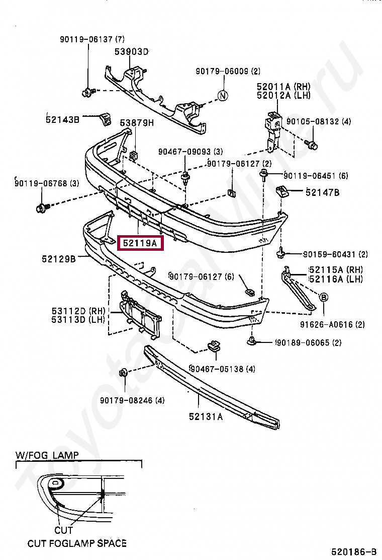 Запчасти Тойота: COVER, FRONT BUMPER (521191E020)