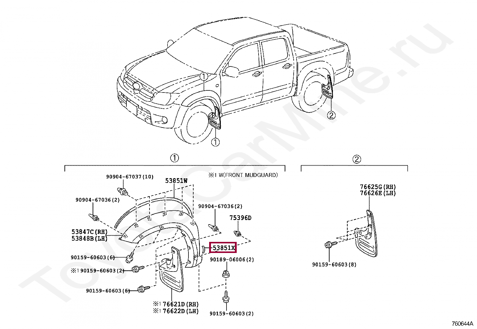 Запчасти Тойота: Уплотнитель расширителя арки (538550K011)