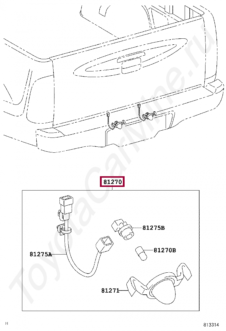 Запчасти Тойота: Фонарь подсветки номера (812700K010)