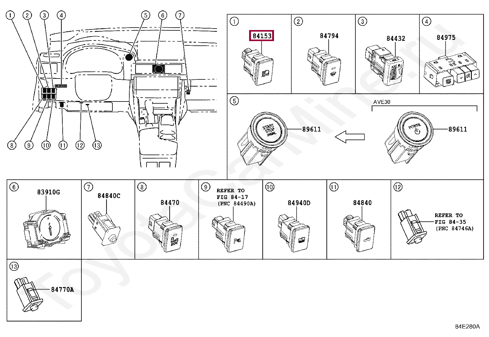 Запчасти Тойота: SWITCH, AUTO HIGH BEAM (8415353011)