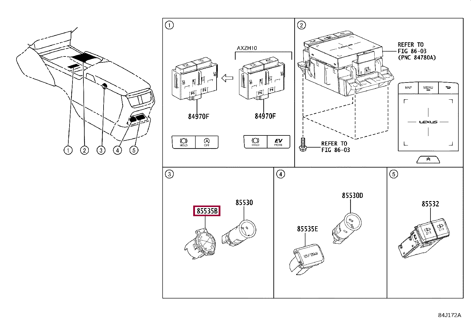 Запчасти Тойота: COVER, POWER OUTLET SOCKET, NO.1 (8553544050C1)