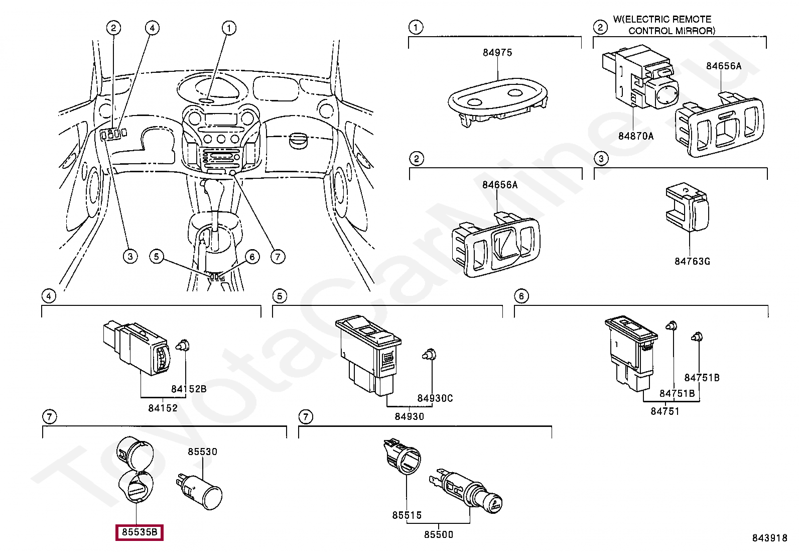 Запчасти Тойота: COVER, POWER OUTLET SOCKET, NO.1 (8553552040)