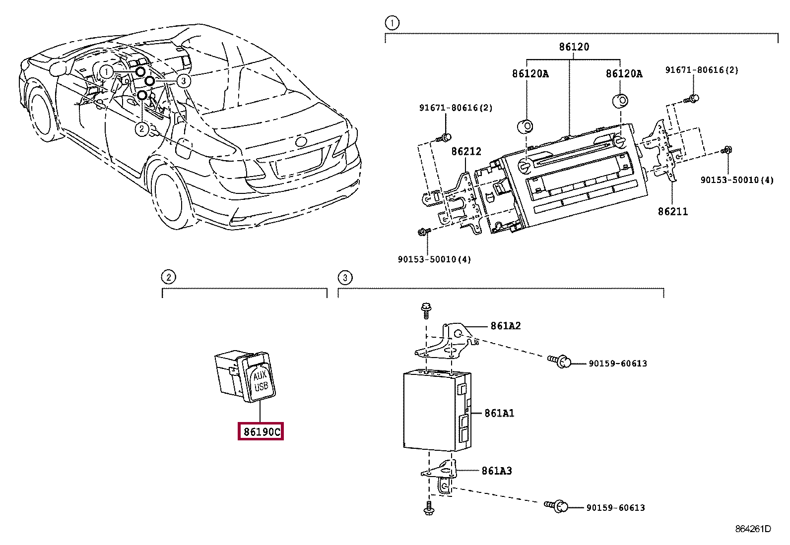 Запчасти Тойота: ADAPTER ASSY, STEREO JACK, NO.1 (8619024020)