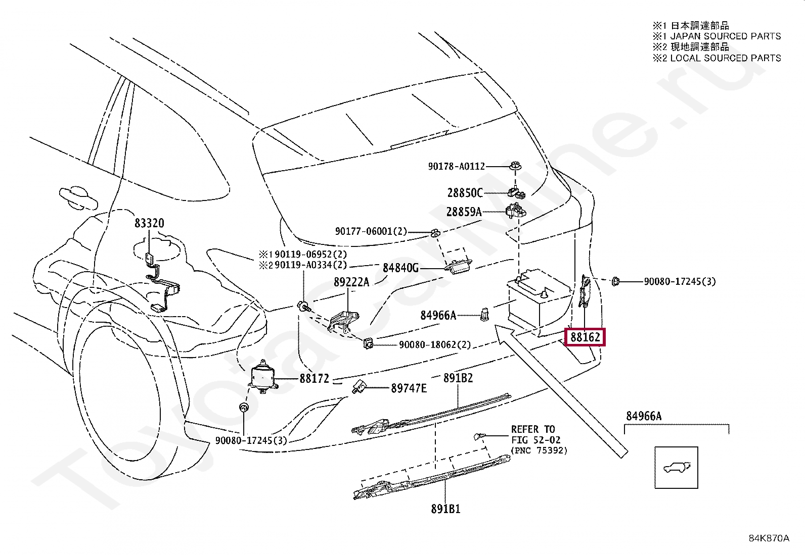 Запчасти Тойота: SENSOR, BLIND SPOT MONITOR, LH (881620E081)